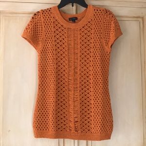 Willi Smith open crochet short sleeve sweater